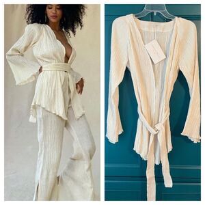 Revolve Savannah Morrow The Label The India Belted Organic Cotton Kimono Sm